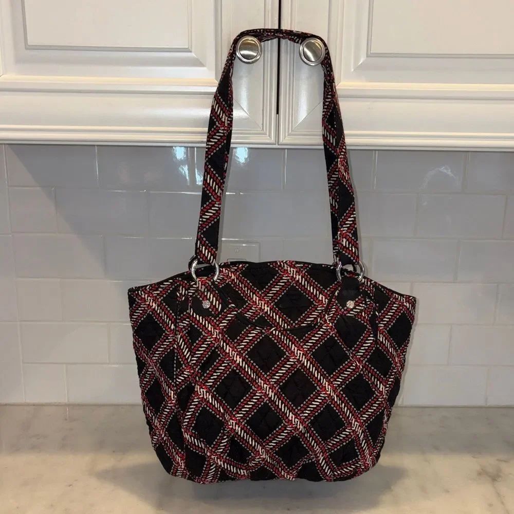 Vera Bradley Tote Bag Purse Minsk Plaid Quilted Cotton Zip Top